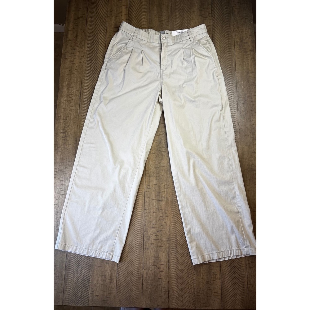 Style & Co Womens Wide Leg Pleated Pants Stone Wall Beige 14 NWT